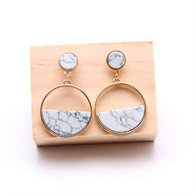 Carica l'immagine nel visualizzatore di Gallery, Women's Handmade Simple Geometric Circular Marble Long Popular Earrings