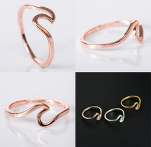 Carica l'immagine nel visualizzatore di Gallery, Wave Alloy Silver Rings Charms Rose Gold Wedding Rings for Women