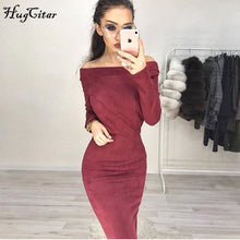Carica l'immagine nel visualizzatore di Gallery, Women Long Sleeve Off Shoulder Mid-calf Autumn Winter Bodycon Party Dresses