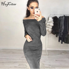 Carica l'immagine nel visualizzatore di Gallery, Women Long Sleeve Off Shoulder Mid-calf Autumn Winter Bodycon Party Dresses