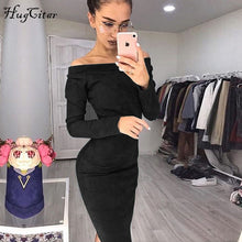 Carica l'immagine nel visualizzatore di Gallery, Women Long Sleeve Off Shoulder Mid-calf Autumn Winter Bodycon Party Dresses