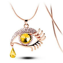 Carica l'immagine nel visualizzatore di Gallery, Fashion Magic Eye Crystal Tear Drop Eyelashes Necklace Long Sweater Chain