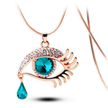 Carica l'immagine nel visualizzatore di Gallery, Fashion Magic Eye Crystal Tear Drop Eyelashes Necklace Long Sweater Chain
