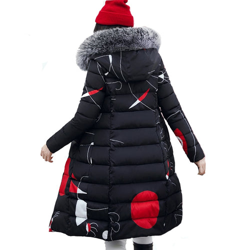 Women's Winter Coats Parkas Wadded Jackets warm Hood Large Faux Fur Collar Outwear