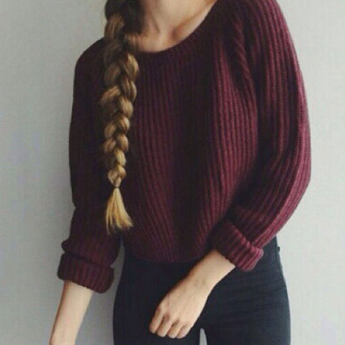 Women Autumn Winter Pullovers Style Long Sleeve Casual Slim Solid Knitted Jumpers Sweaters