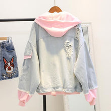 Carica l&#39;immagine nel visualizzatore di Gallery, Women Warm Winter Bomber Spring Autumn Hooded Coat  Basic Jeans Denim Jackets