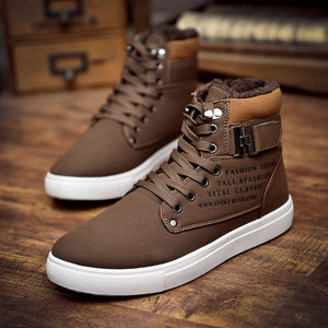 Men Boots Fashion Warm Winter Autumn Leather Footwear Shoes