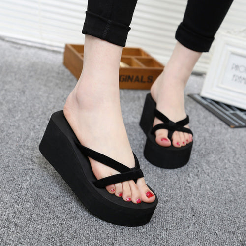 Women's Platform Sandals High Heel Summer Strapped Flip Flops Slippers