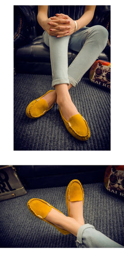 Women Loafers Moccasin Casual Suede Leather Shoes Moccasins Slip
