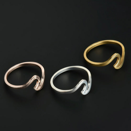 Wave Alloy Silver Rings Charms Rose Gold Wedding Rings for Women
