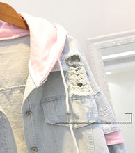 Carica l&#39;immagine nel visualizzatore di Gallery, Women Warm Winter Bomber Spring Autumn Hooded Coat  Basic Jeans Denim Jackets
