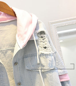 Women Warm Winter Bomber Spring Autumn Hooded Coat  Basic Jeans Denim Jackets