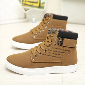 Men Boots Fashion Warm Winter Autumn Leather Footwear Shoes