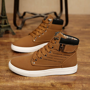 Men Boots Fashion Warm Winter Autumn Leather Footwear Shoes