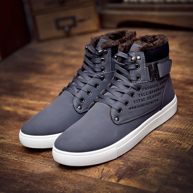 Men Boots Fashion Warm Winter Autumn Leather Footwear Shoes