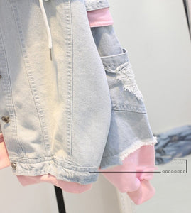 Women Warm Winter Bomber Spring Autumn Hooded Coat  Basic Jeans Denim Jackets