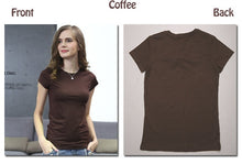 Carica l&#39;immagine nel visualizzatore di Gallery, Women  Plain Cotton Elastic Basic Casual Tops Short Sleeve T-shirts