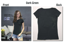 Carica l&#39;immagine nel visualizzatore di Gallery, Women  Plain Cotton Elastic Basic Casual Tops Short Sleeve T-shirts