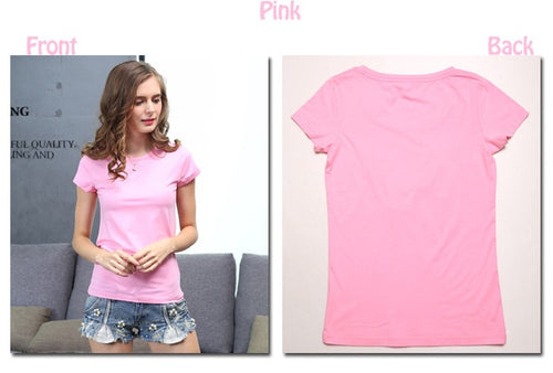 Women  Plain Cotton Elastic Basic Casual Tops Short Sleeve T-shirts