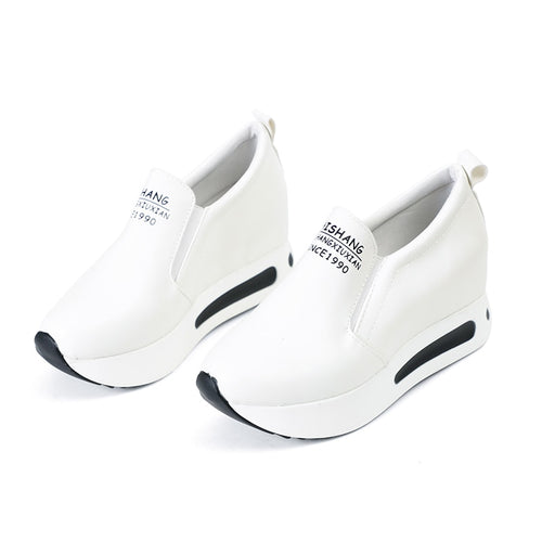 Women's Creepers Autumn Casual Slip Platform Wedge Heel Fashion Elastic Band Footwear