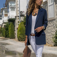 Carica l&#39;immagine nel visualizzatore di Gallery, Women Autumn Work Office Lady Suit None Button Business Notched Blazer Coat Suit Jacket