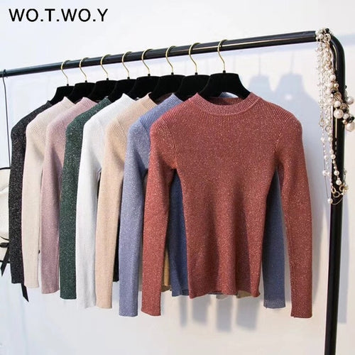 Women Basic Sweaters Autumn Winter Long Sleeve  Knit Pullover Korean Style