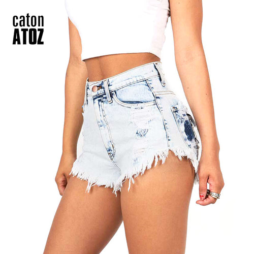 Women's Distressed Denim Vintage Tassel Ripped Loose High Waist Shorts