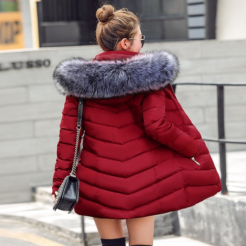 Women s Winter Coats Parkas Wadded Jackets warm Hood Large Faux Fur Co